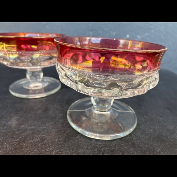 Art Glass King’s Crown Ruby Flash Dessert Dishes - Picture 6 of 12